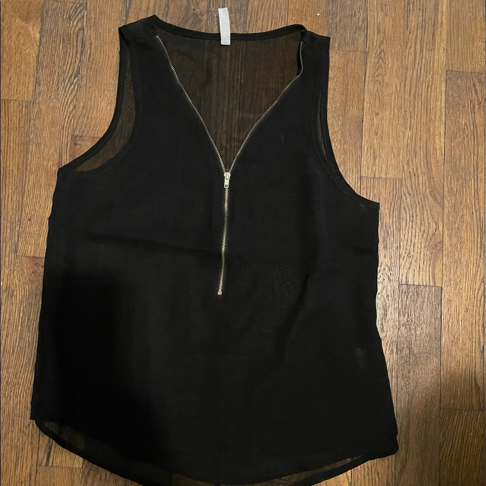 Black zip front top